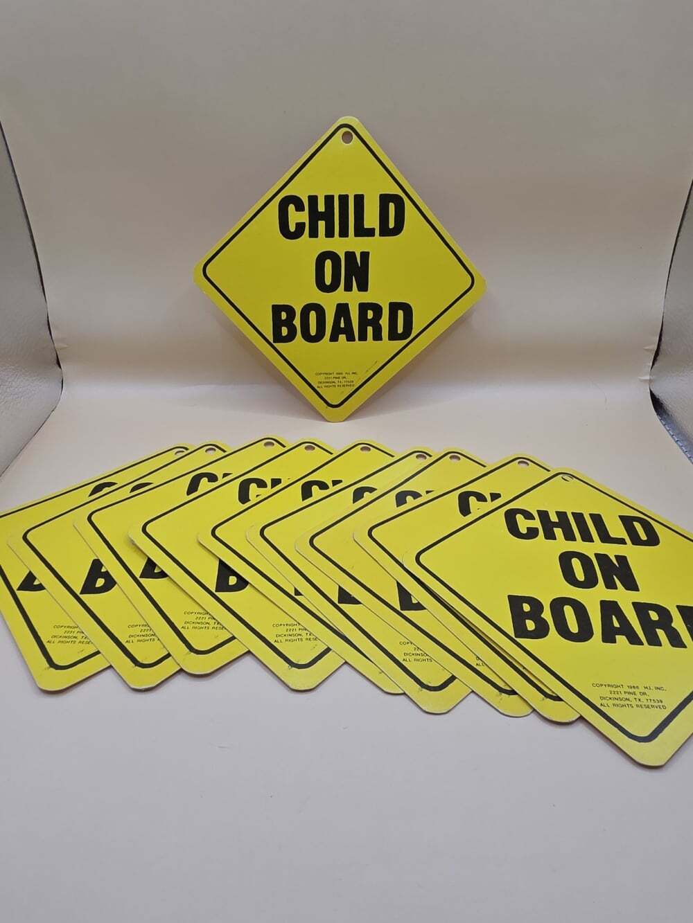 10 Vintage 1986 Child On Board Paper Sign Lot Yellow ( no suction cups )